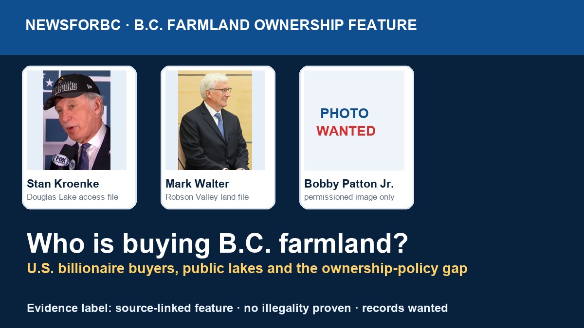 NewsForBC source card showing Stan Kroenke, Mark Walter and a photo-wanted placeholder for Bobby Patton Jr.