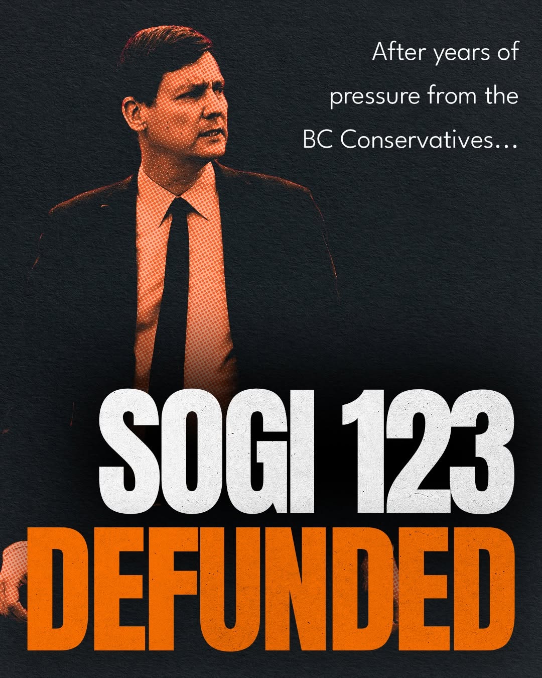 ConservativeBC graphic saying SOGI 123 defunded