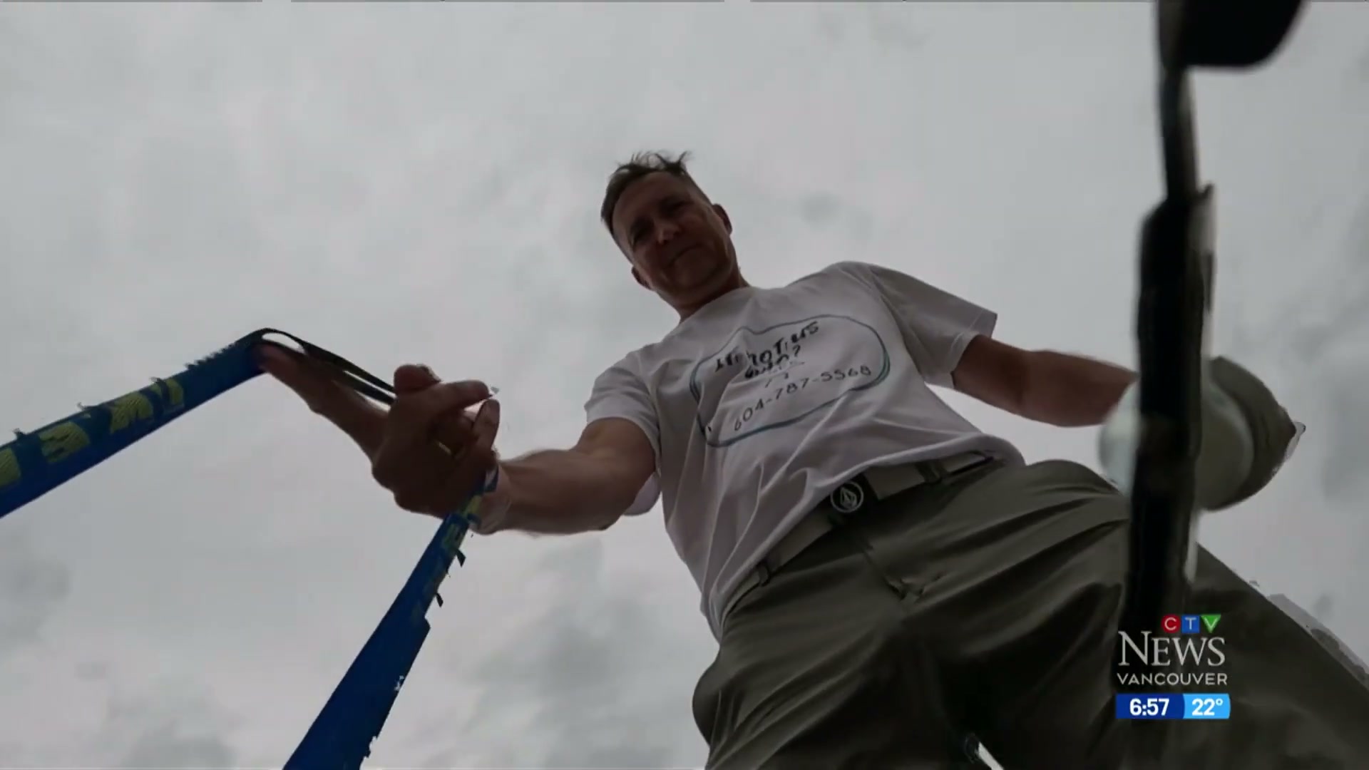 CTV News Vancouver frame from Michael Dowling Sawatsky Sign-Off litter cleanup segment