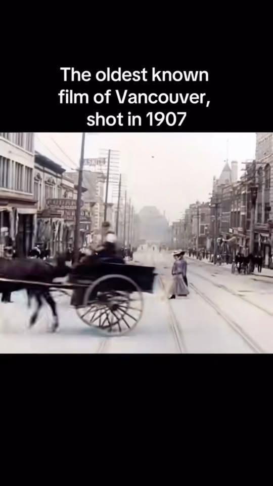 Facebook Reel source-lead image showing restored 1907 Vancouver street footage