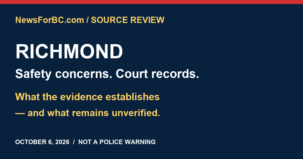 Richmond source review: neighbourhood concerns, court records and evidence limits